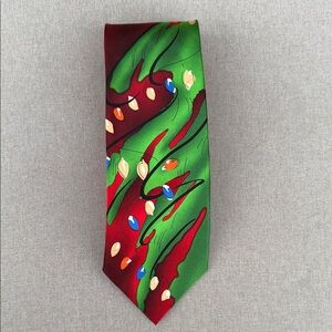 J. Garcia Red and Green Christmas lights tie